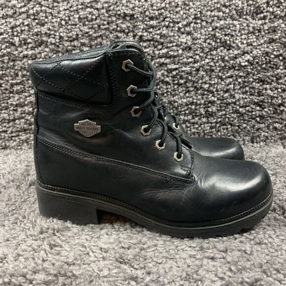 Women’s Harley Davidson Black Boots Womens 10 Badlands 7 Inches Ankle Combat - Picture 3 of 8